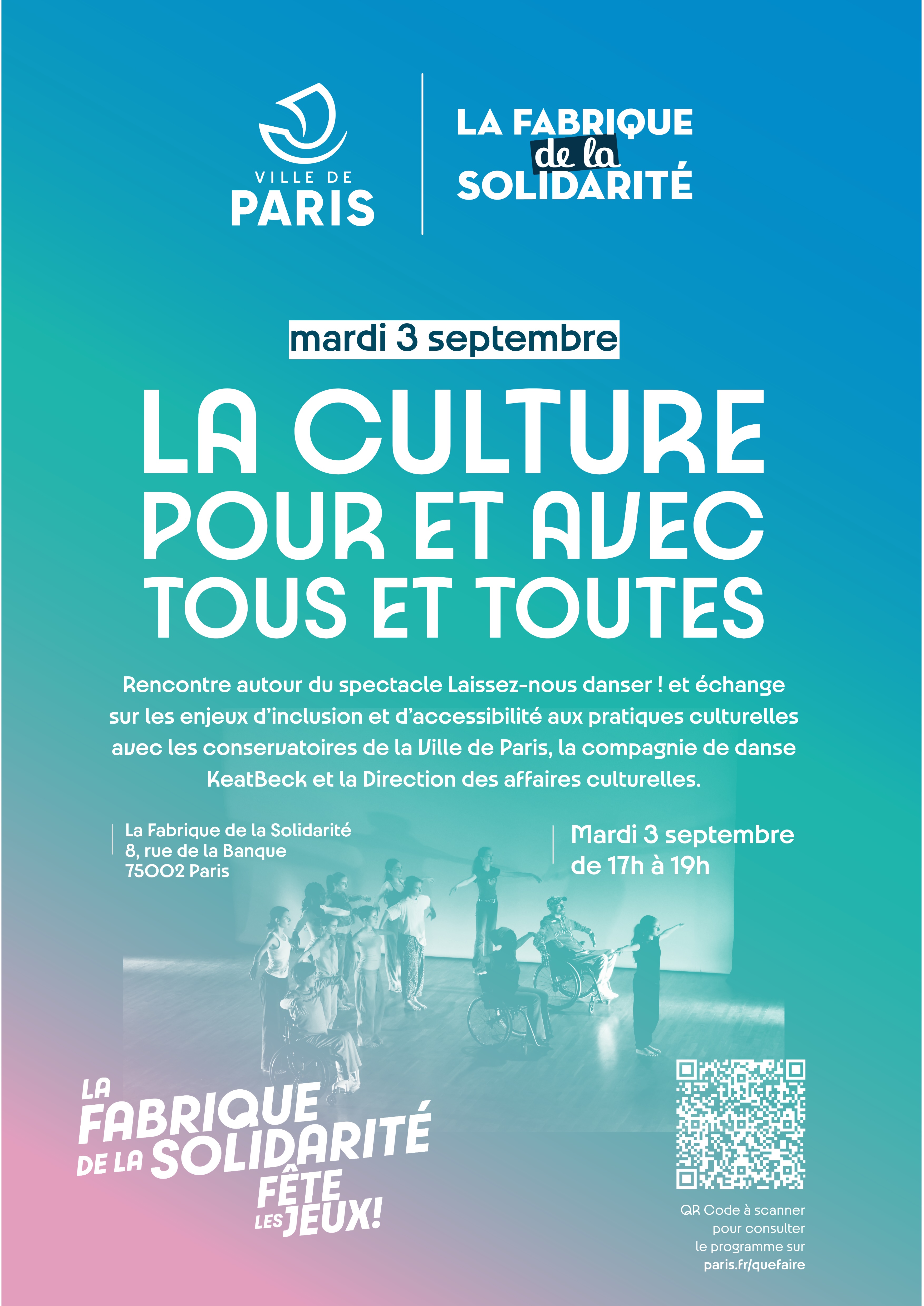 La culture pour et avec tous et toutes- Mardi 3 septembre de 17h à 19h